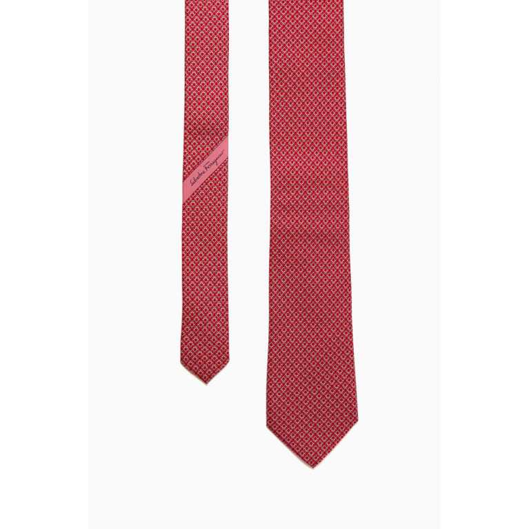 Ferragamo - Gancini-print Laccio Tie in Silk