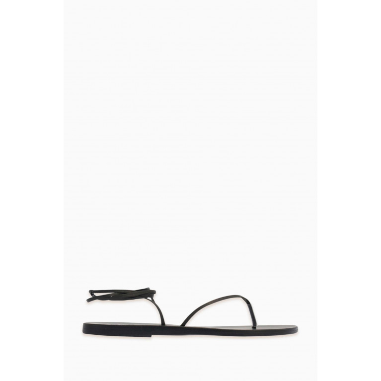 Ancient Greek Sandals - Celia Thong Lace Sandals in Nappa Leather Black