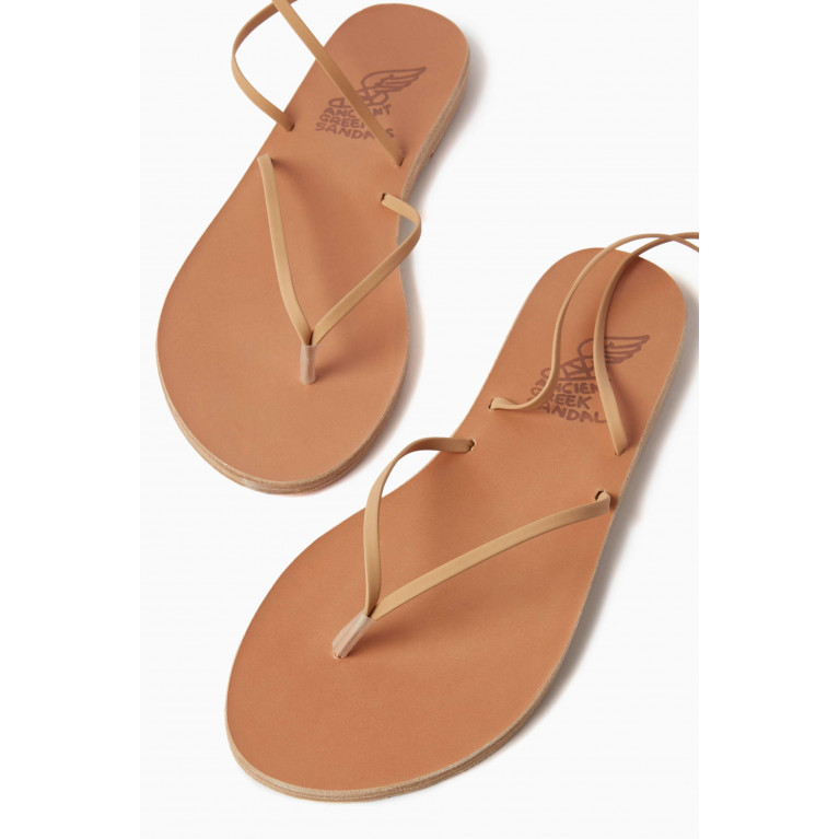 Ancient Greek Sandals - Celia Thong Lace Sandals in Nappa Leather Brown