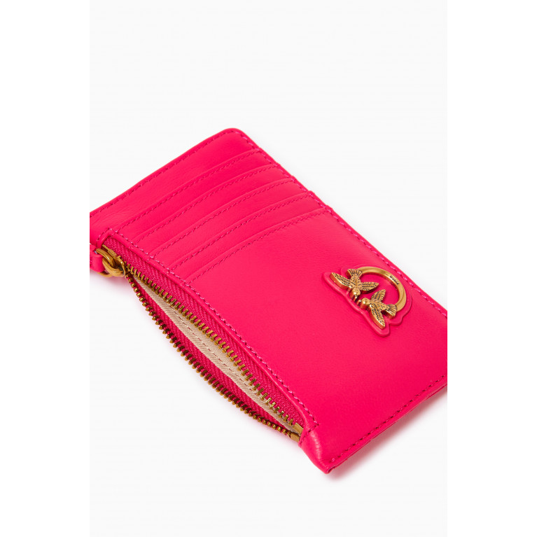 PINKO - Airone Zipped Card Holder in Chevron-patterned Leather