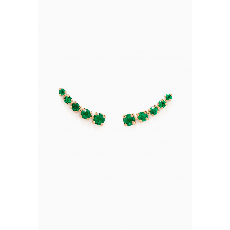 Fergus James - Half Moon Emerald Bar Earrings in 18kt Yellow Gold