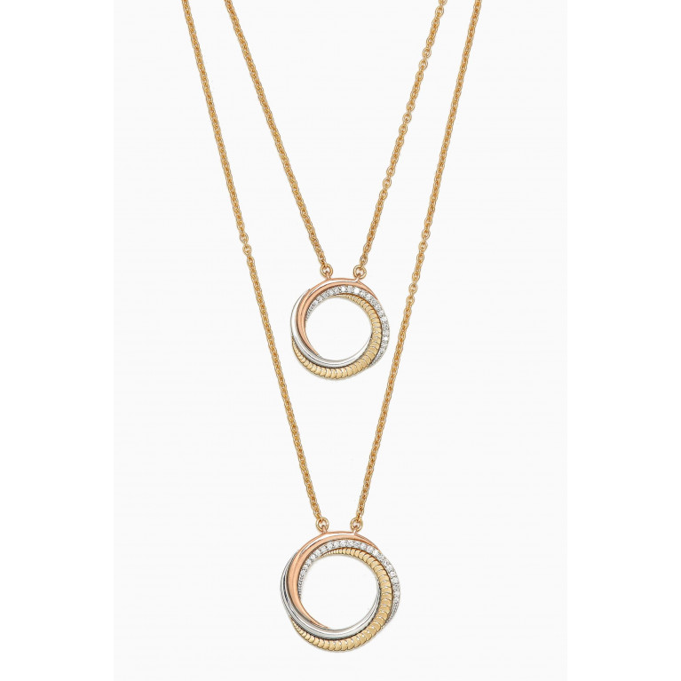 Damas - Revolve Trio Diamond Double Layer Necklace in 18kt Mixed Gold