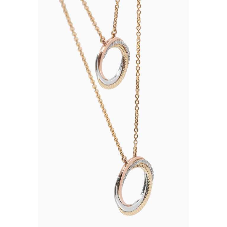 Damas - Revolve Trio Diamond Double Layer Necklace in 18kt Mixed Gold