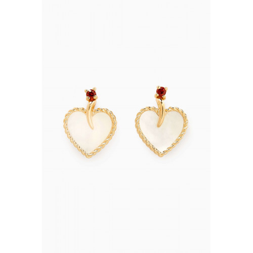 Damas - Farfasha Petali del Mare Red Garnet Stud Earrings in 18kt Rose Gold