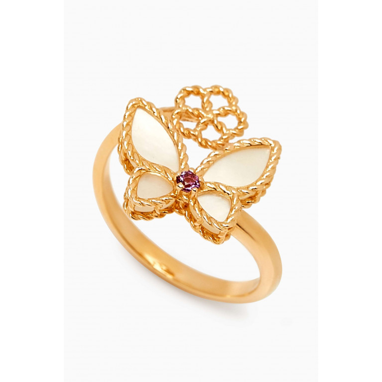 Damas - Farfasha Butterfly Petali del Mare & Amethyst Open Ring in 18kt Rose Gold