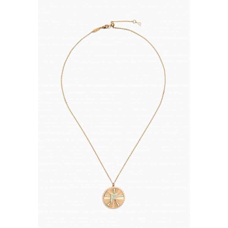 Ailes - Letter 'F' Coin Diamond Necklace in 18kt Gold