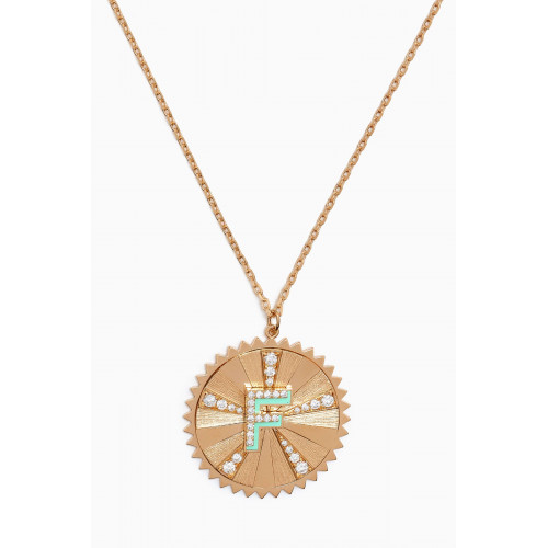 Ailes - Letter 'F' Coin Diamond Necklace in 18kt Gold
