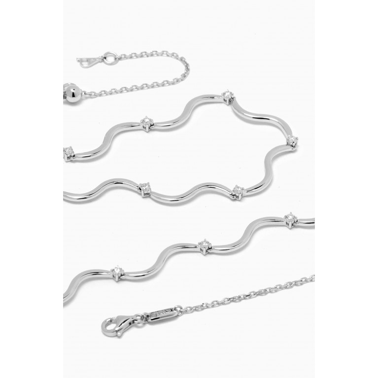 Ailes - Wave Diamond Choker Necklace in 18kt White Gold