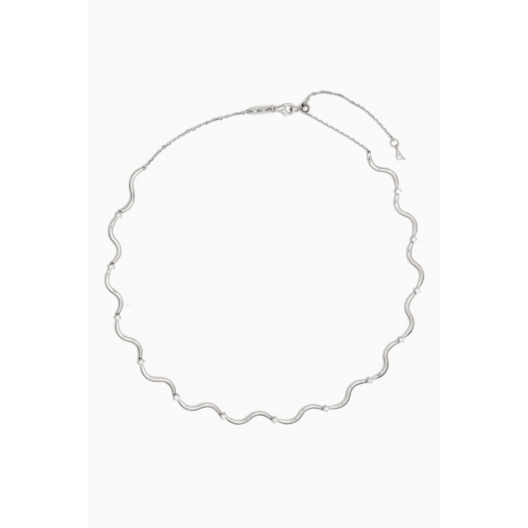 Ailes - Wave Diamond Choker Necklace in 18kt White Gold