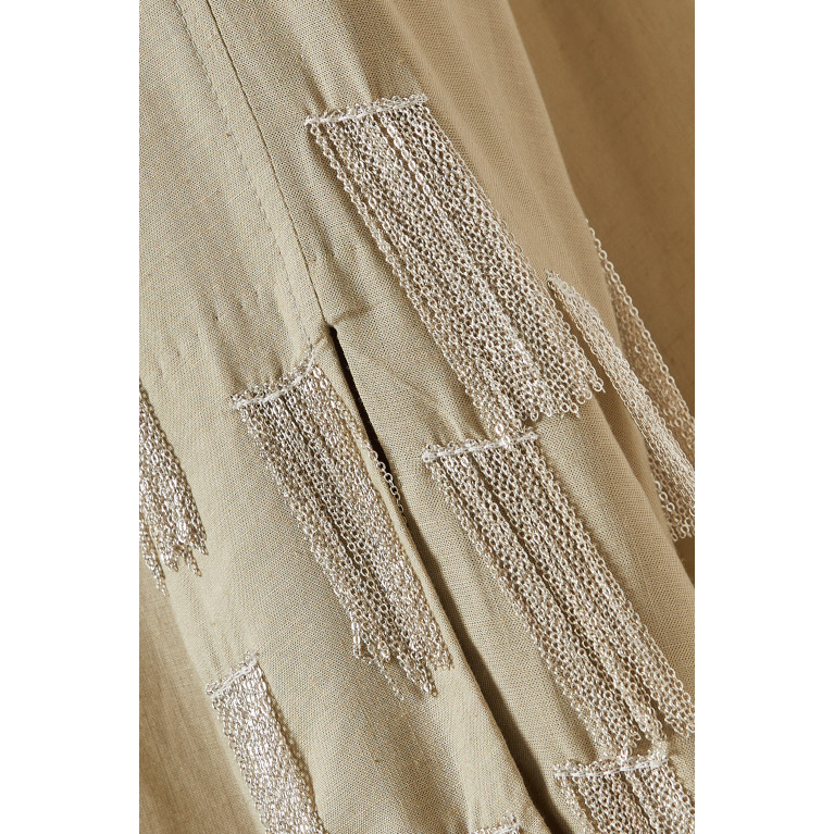 Mauzan - Tassel-trimmed Abaya in Linen-rayon Blend
