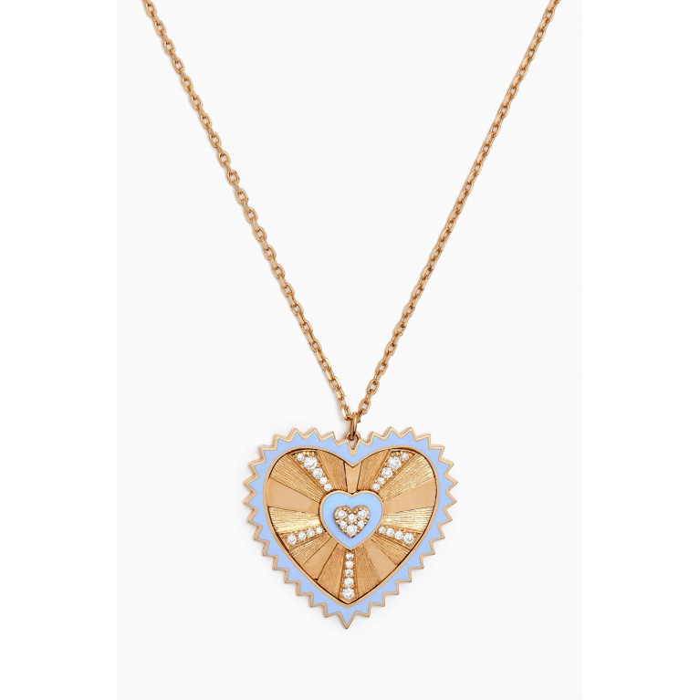 Ailes - Amour Heart Diamond & Enamel Necklace in 18kt Gold