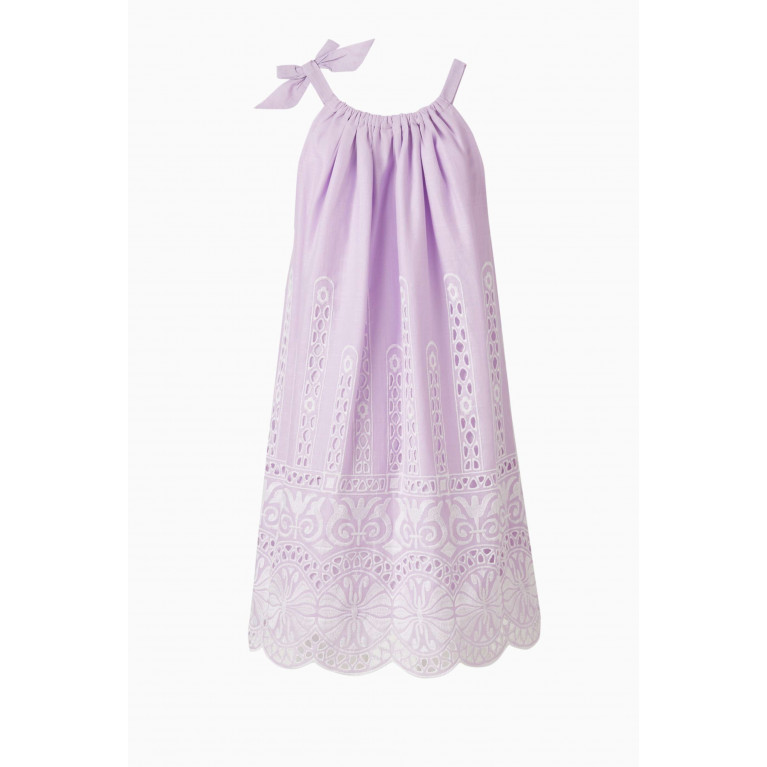 Zimmermann - Raie Embroidered Halter Dress in Cotton