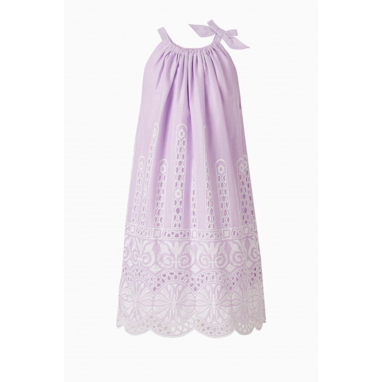 Zimmermann - Raie Embroidered Halter Dress in Cotton