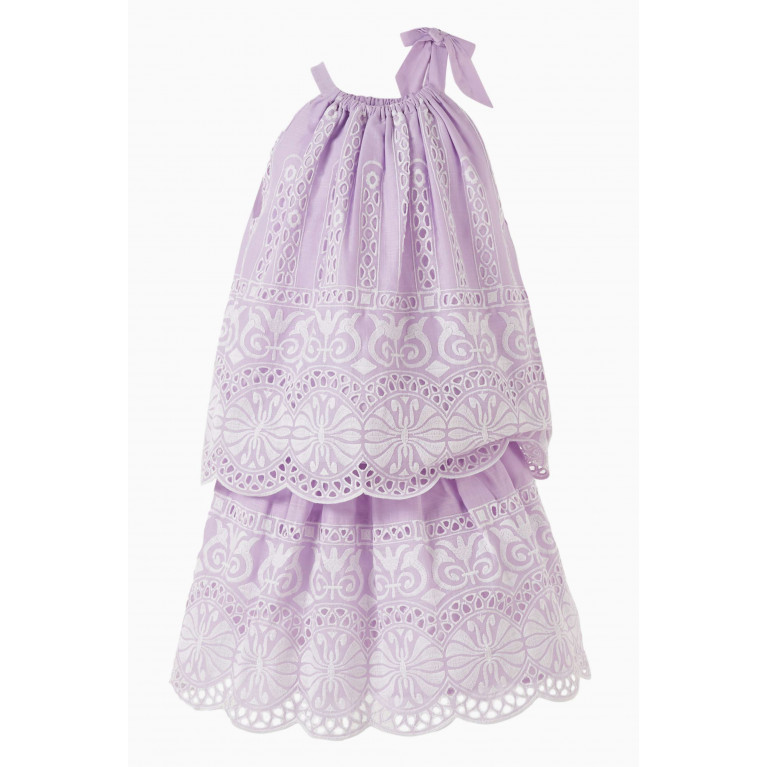 Zimmermann - Raie Embroidered Flip Skirt in Cotton