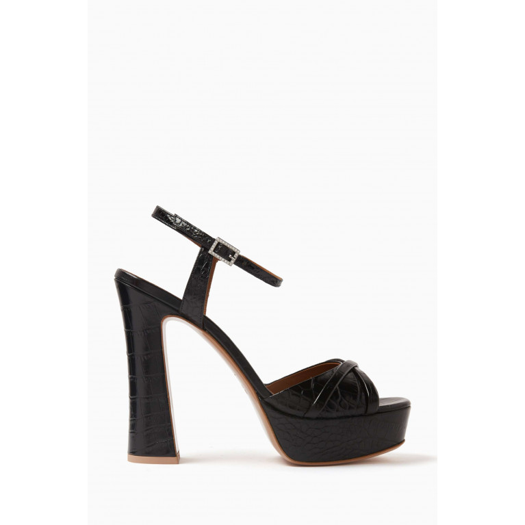 Malone Souliers - Keaton 125 Platform Sandals in Croc-embossed Leather