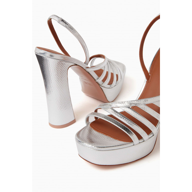 Malone Souliers - Amaya 125 Platform Sandals in Ripple-embossed Metallic Leather