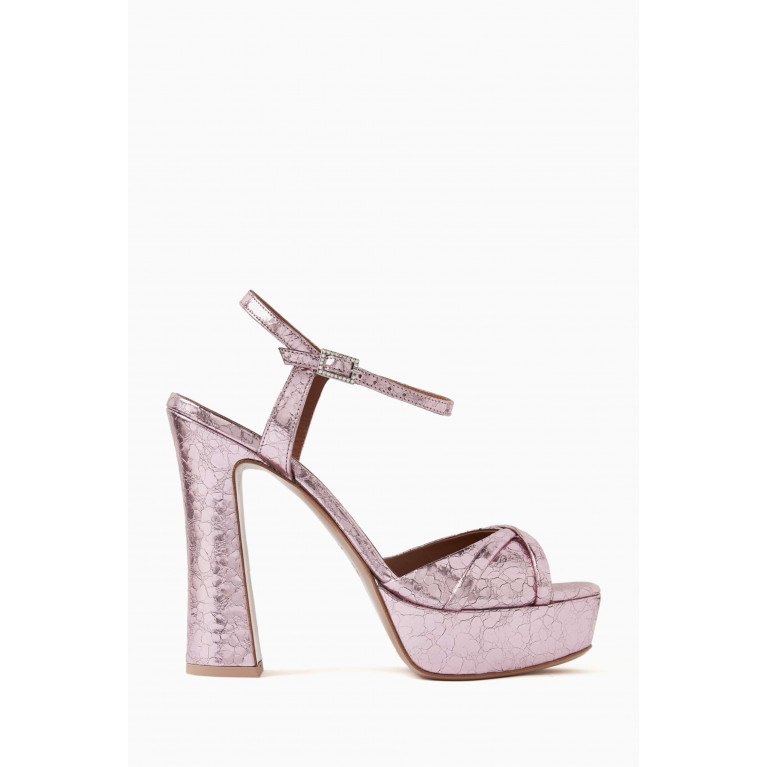 Malone Souliers - Keaton 125 Platform Sandals in Cracked-mirror Leather