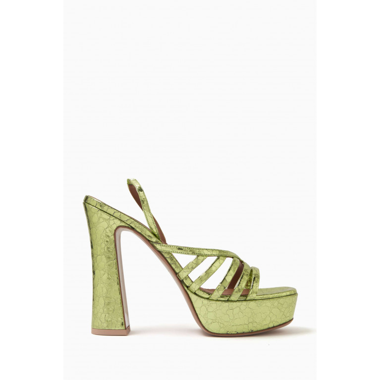 Malone Souliers - Amaya 125 Platform Sandals in Cracked Mirror Leather