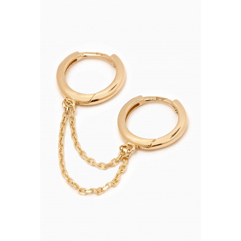 By Adina Eden - Double Chain Single Huggie Earring in 14kt Gold