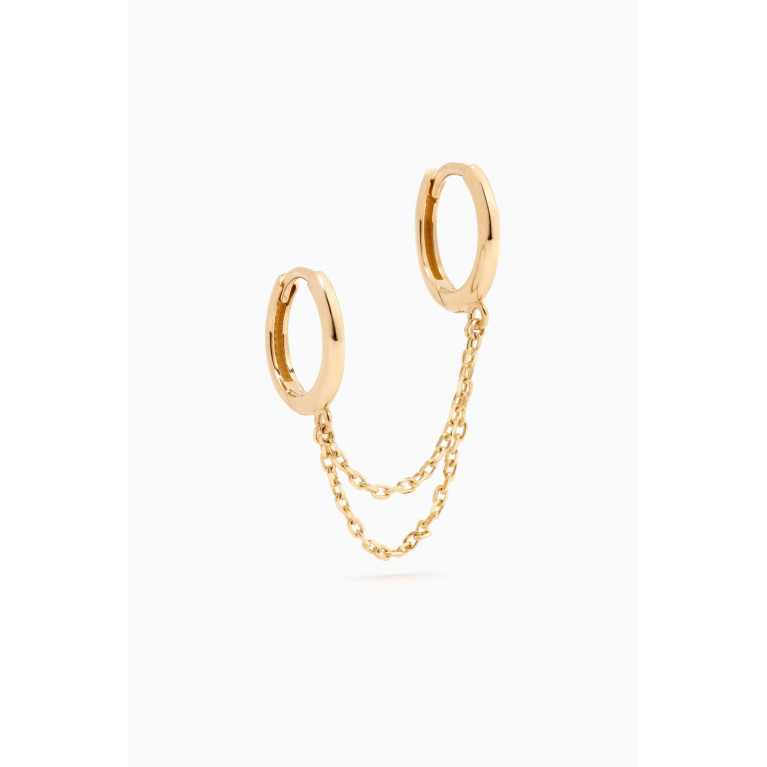 By Adina Eden - Double Chain Single Huggie Earring in 14kt Gold