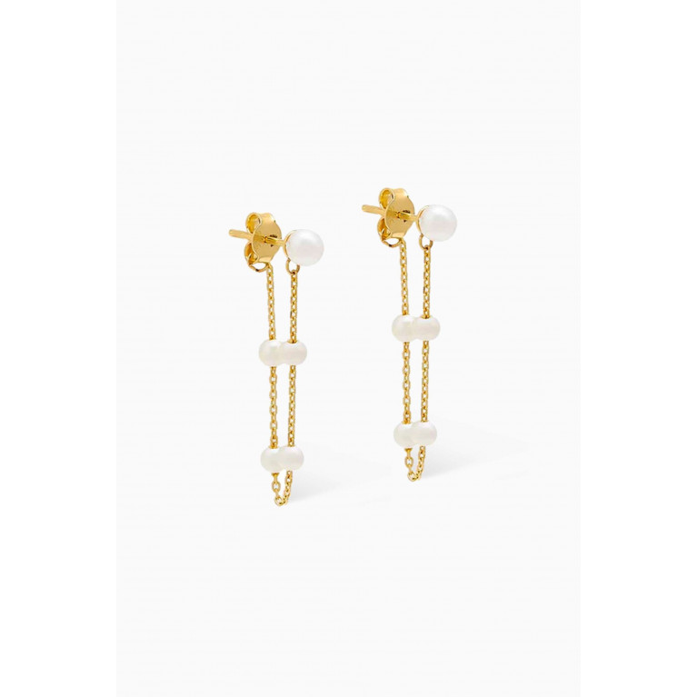 By Adina Eden - Multi-pearl Chain Stud Earrings in 14kt Gold