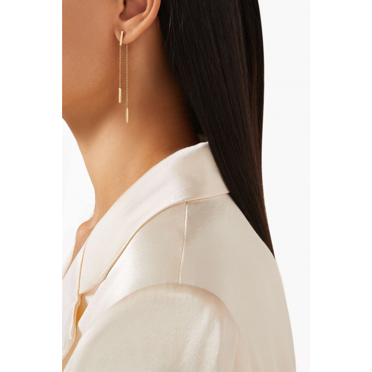By Adina Eden - Bar Double-chain Drop Earrings in 14kt Gold