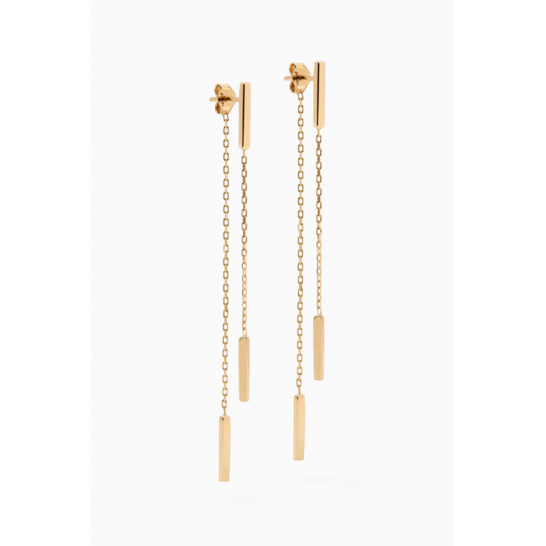 By Adina Eden - Bar Double-chain Drop Earrings in 14kt Gold