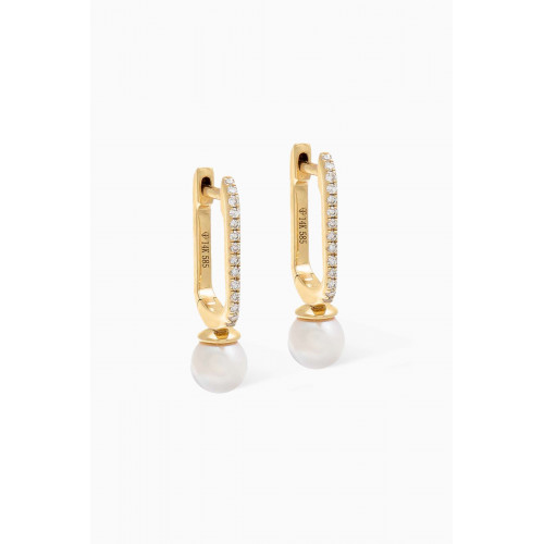 By Adina Eden - Square Pavé Diamond & Pearl Earrings in 14kt Gold