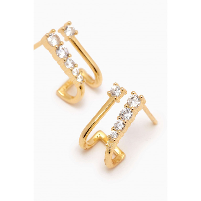 By Adina Eden - Double CZ Stud Earrings in 14kt Gold-plated Sterling Silver