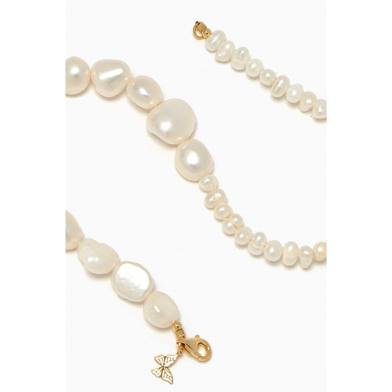 By Adina Eden - Mixed Pearl Anklet in 14kt Gold-plated Sterling Silver