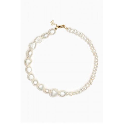 By Adina Eden - Mixed Pearl Anklet in 14kt Gold-plated Sterling Silver