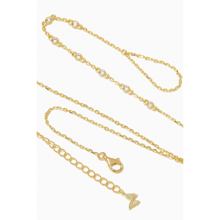 By Adina Eden - CZ Station Foot Chain in 14kt Gold-plated Sterling Silver