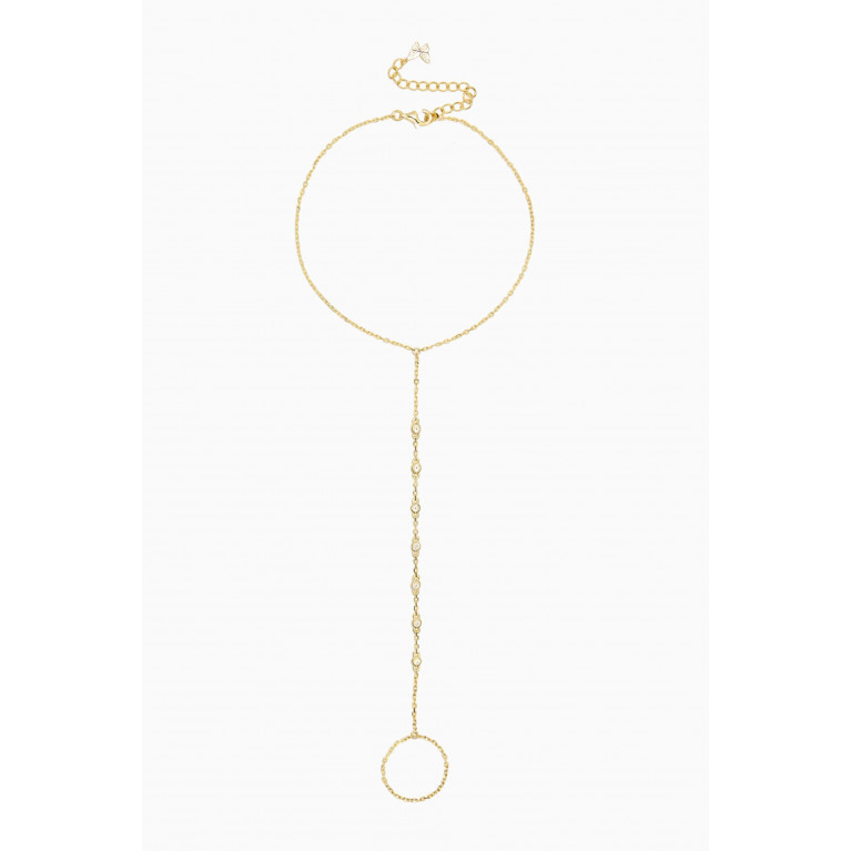 By Adina Eden - CZ Station Foot Chain in 14kt Gold-plated Sterling Silver