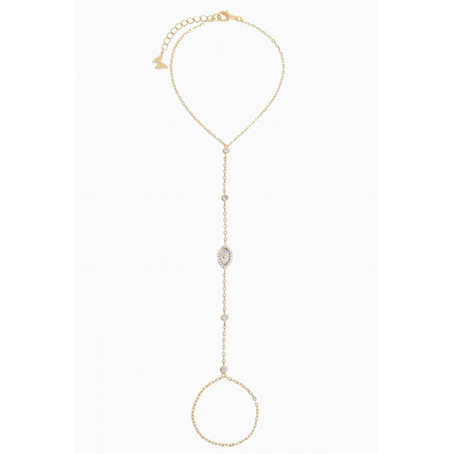 By Adina Eden - Pavé Evil-eye Pendant Hand Chain in 14kt Gold-plated Sterling Silver