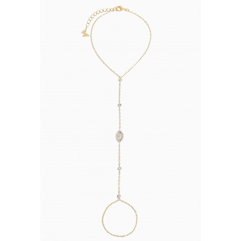 By Adina Eden - Pavé Evil-eye Pendant Hand Chain in 14kt Gold-plated Sterling Silver