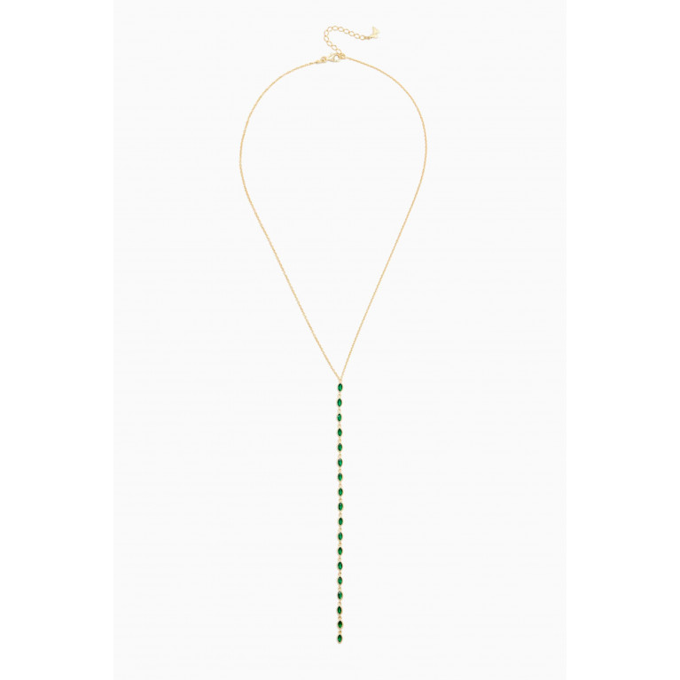 By Adina Eden - CZ Marquise Lariat Necklace in 14kt Gold-plated Sterling Silver