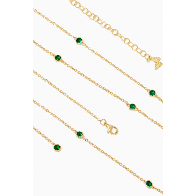 By Adina Eden - CZ Bezel Station Lariat Necklace in 14kt Gold-plated Sterling Silver