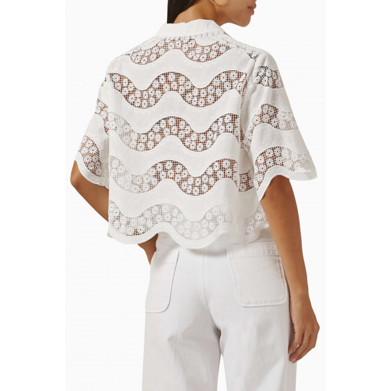 Sandro - Amellane Cropped Shirt in Guipure