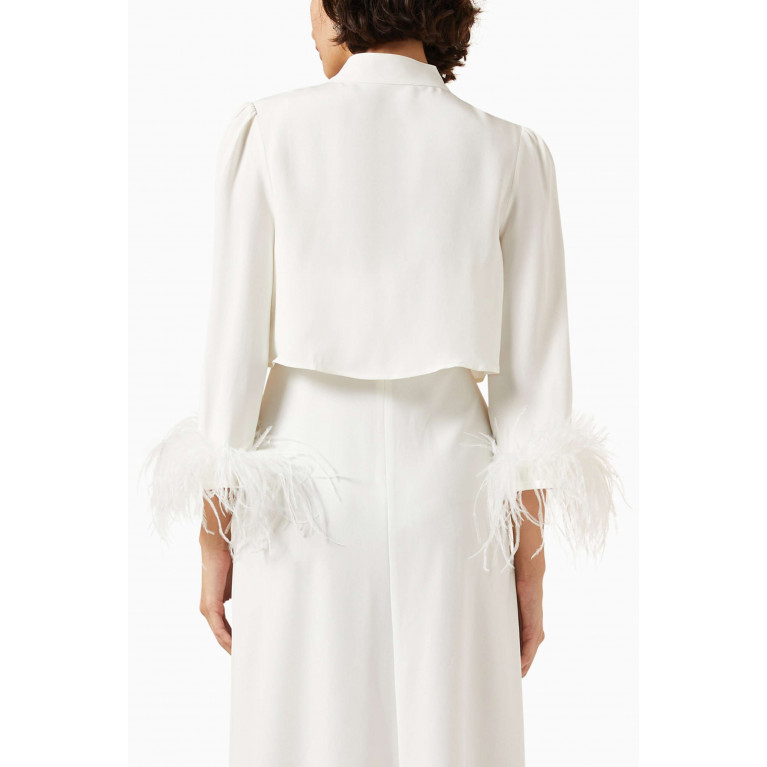 RIXO - Addison Feather-trimmed Jacket in Silk Crepe