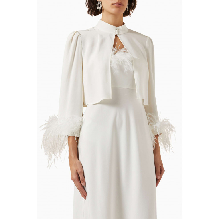RIXO - Addison Feather-trimmed Jacket in Silk Crepe