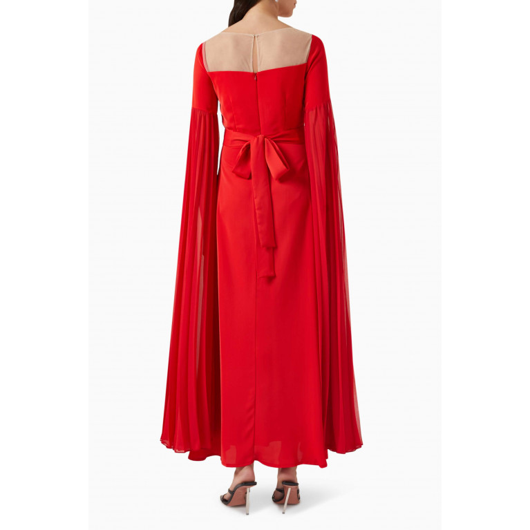 NASS - Embellished Cape-sleeve Maxi Dress Red