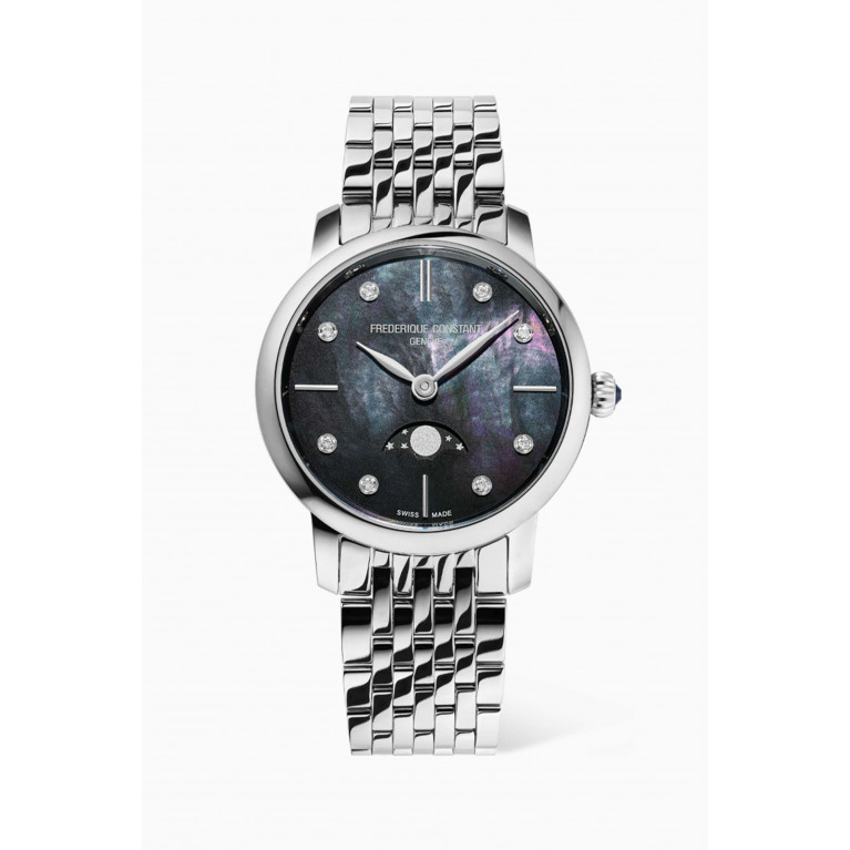 Frédérique Constant - Slimline Moonphase Diamond Quartz Stainless Steel Watch, 30mm