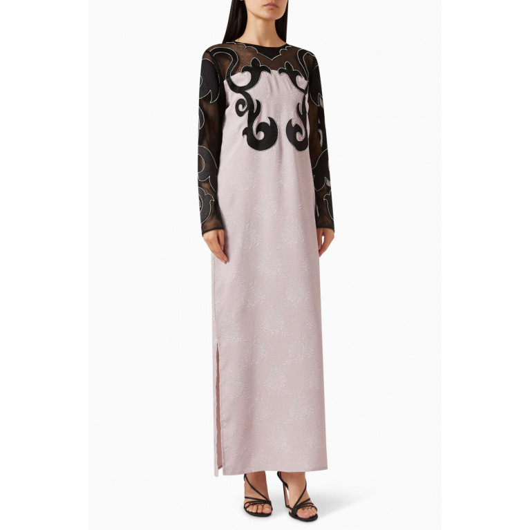 NASS - Embroidered Colour-block Maxi Dress in Jacquard