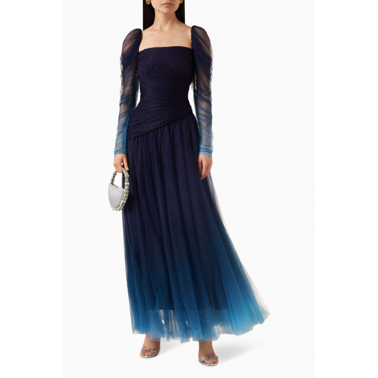 NASS - Ombré Maxi Dress in Tulle Blue