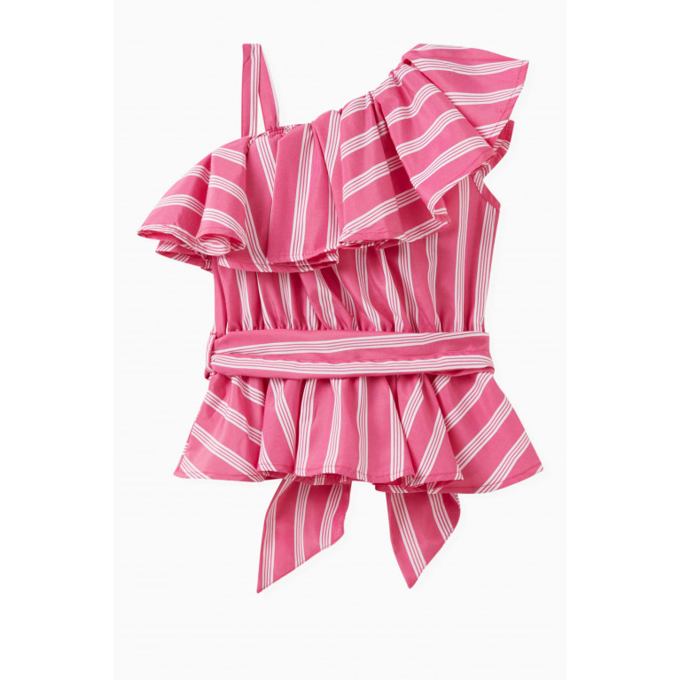 Habitual - Ruffled One-shoulder Tank Top in Cotton Pink