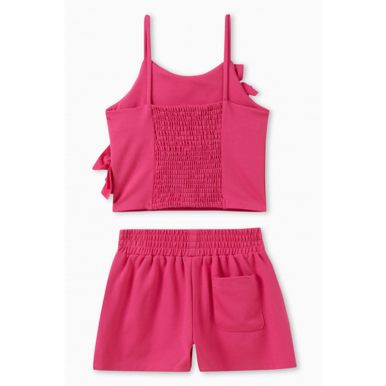 Habitual - Ruffled Top & Shorts Set in Stretch Rayon-nylon Blend Pink