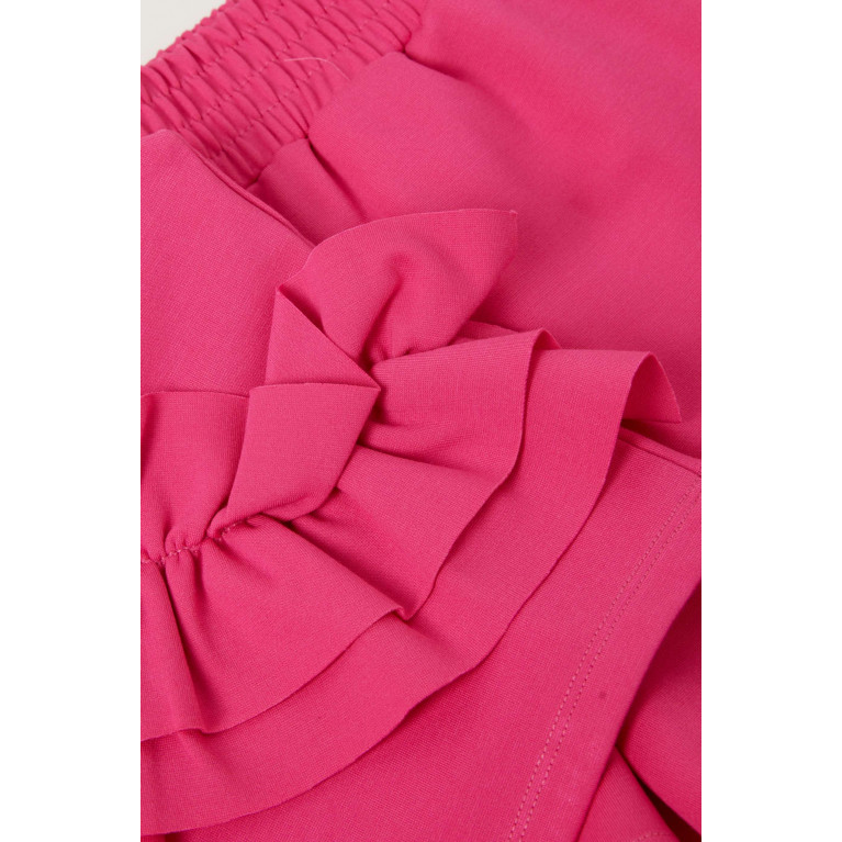 Habitual - Ruffled Top & Shorts Set in Stretch Rayon-nylon Blend Pink
