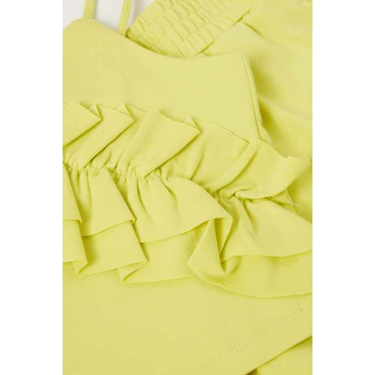 Habitual - Ruffled Top & Shorts Set in Stretch Rayon-nylon Blend Green