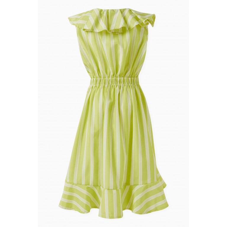 Habitual - High-low Ruffled Dress in Polyester Green