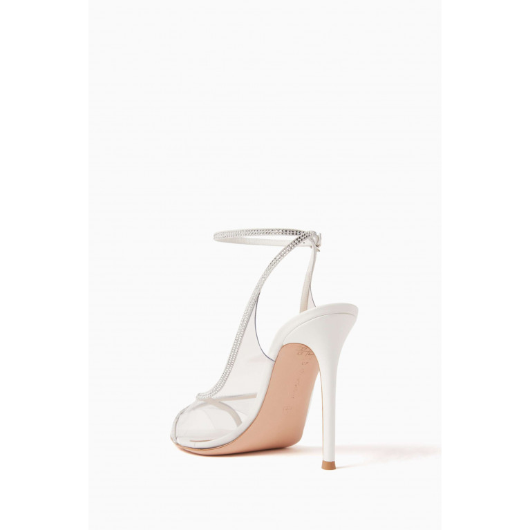 Gianvito Rossi - Crystelle 105 Embellished Sandals in Plexi & Leather